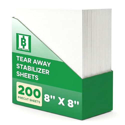 HBI Tear Away Embroidery Stabilizer Sheets, 8 x 8 in, 200 Pack - size: 8"x8" 200 Sheets