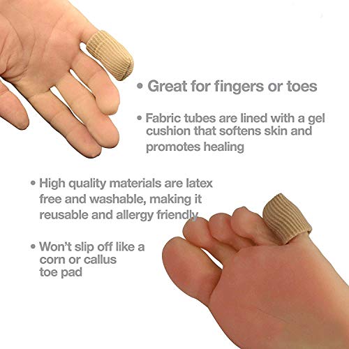 SOHLER 6 Packs Closed Toe Caps Finger Covers Sleeve Protectors, Elastic Fabric Lined with Soft Gel (Large 3/4"x 2-1/2") - size: Large 1"x 2-1/2"