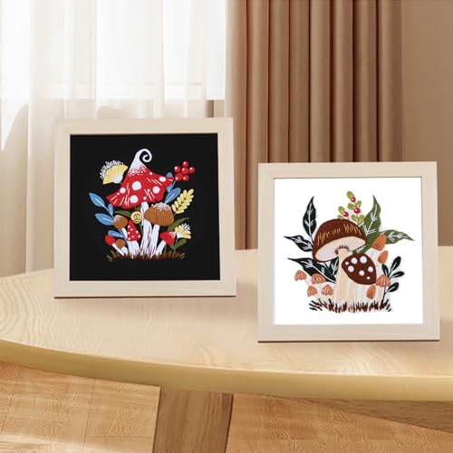 Smart-Feather 3 Sets Mushroom Embroidery kit for Beginners, Hand Embroidery Kits for Adults with Hoop, DIY Art Project Craft Kit (Mushroom) - style: Mushroom