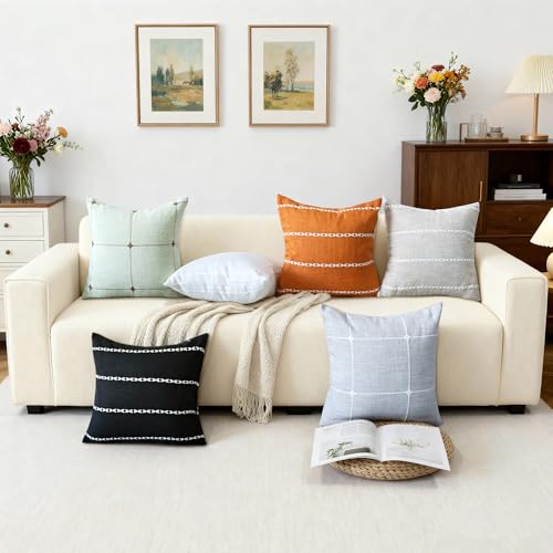 Gray Linen Plaid Throw Pillow Covers 20x20 Set of 1 - color: Grey Plaid, size: 20" x 20" (Pack of 1)