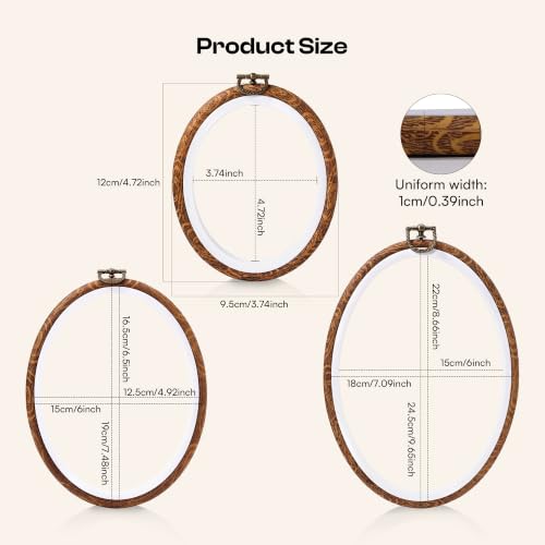 Caydo 6PCS Oval Embroidery Hoops Display Frame, 3 Sizes - size: 3 Sizes