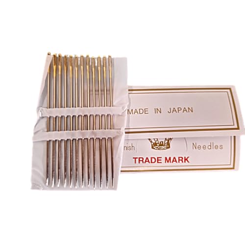 poppip 12 pcs. Size 7 cm. (2 3/4") Long Japan Hand Sewing Large Golden Eye Sewing Needles Japanese Quality Sharp Hand Stitching Repair Cloths Crafting Embroidery Craft Hobbies DIY