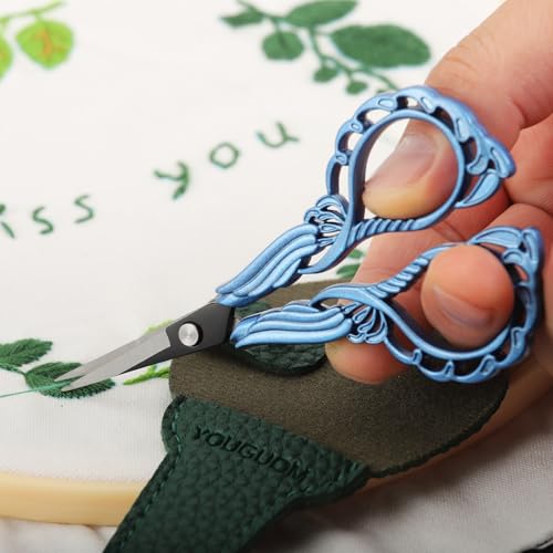 YOUGUOM Sharp Crochet Scissors, Small Sewing Embroidery Shears - color: Blue