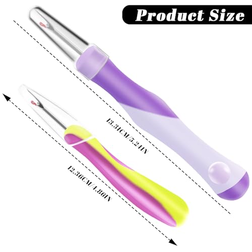 2 PCS Seam Rippers, Rippers for Sewing and Thread,Remover Stitch Tool for Hand Sewing, Knitting, Cross Stitching, Embroidery and Thread Removal(Purple + Green) - color: Purple + Green