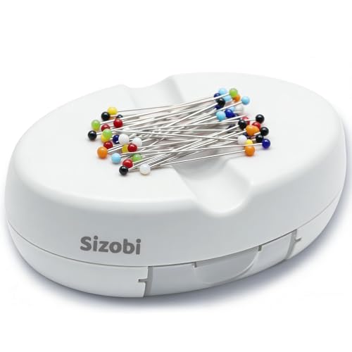Sizobi Magnetic Pin Cushions for Sewing with 100Pcs Ball Head Straight Pins - color: white