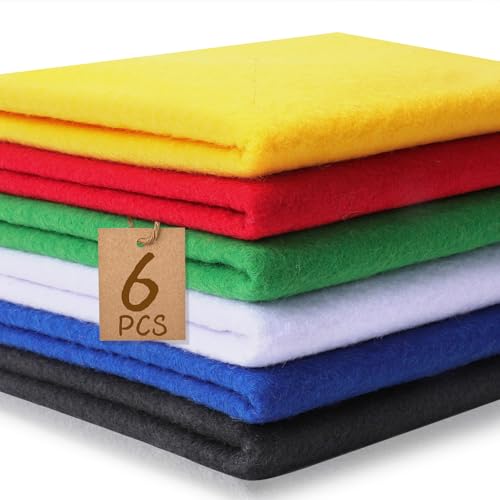 XSEINO 6 Rolls 12"x35" Large Felt Sheets(5.8Yds Total), 1.4mm Thick Nonwoven Fabric for Sewing, 6 Mondrian Series Colors, Bulk DIY Craft Supplies for Bags, Garland, Decor - color: Mondrian Series