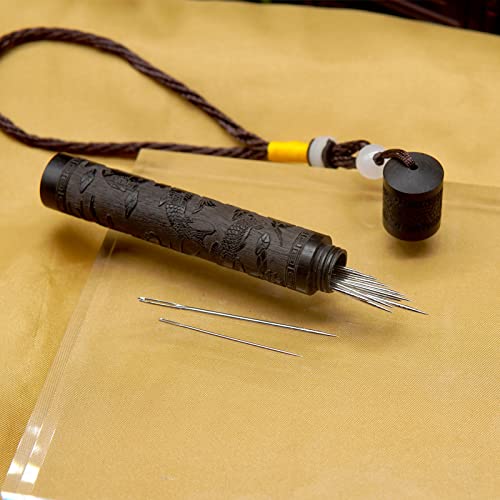Yuchew Needle Case Sewing Needle Holder 2 Packs Portable Wooden Embroidery Needle Case Needle Tube Keeper Container for Storage Tapestry Cross Stitch Leather Darning Needle, Toothpick, Pill (Carp) - color: Carp