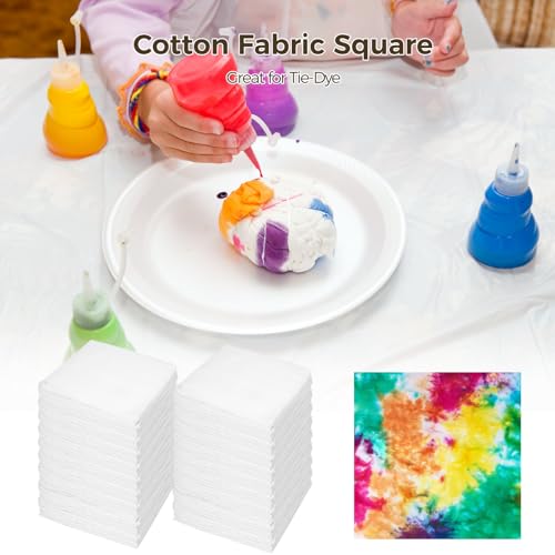 148 PCS 10x10 Inch Cotton Craft Squares - Pre-Cut White Quilting Material for Tie-Dye, Printing & Embroidery Projects, Breathable DIY Handicraft Supplies Set