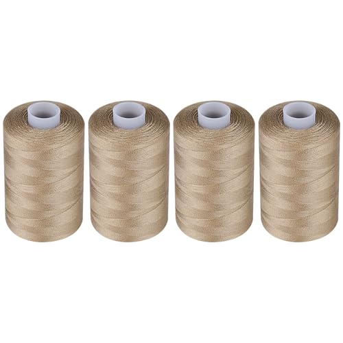 Simthread All Purpose Sewing Thread, 4 Spools Each 1000 Yards of Polyester Threads for Sewing Machine, Sewing Machine Supplies for Beginners, Hand Stitching, Quilting, Serger (Light Brown) - color: Light Brown