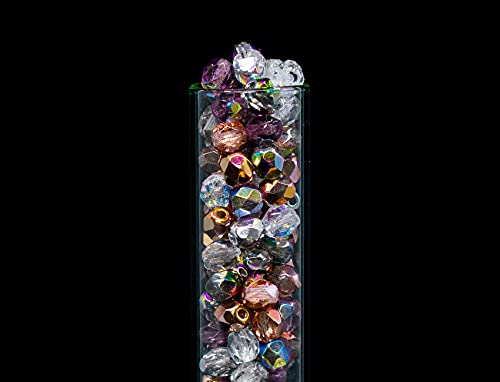 0.88 oz (25g, Approx. 300pcs) Mix of Faceted Fire Polished Pressed Czech Glass Beads 4mm (0.16in), Warm Color Mix Transparent - color: Mix 01 Warm Transparent