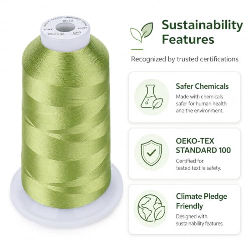 Simthread 5000M 40WT Polyester Embroidery Thread, Lemon Lime S043 - color: LemonLimeS043