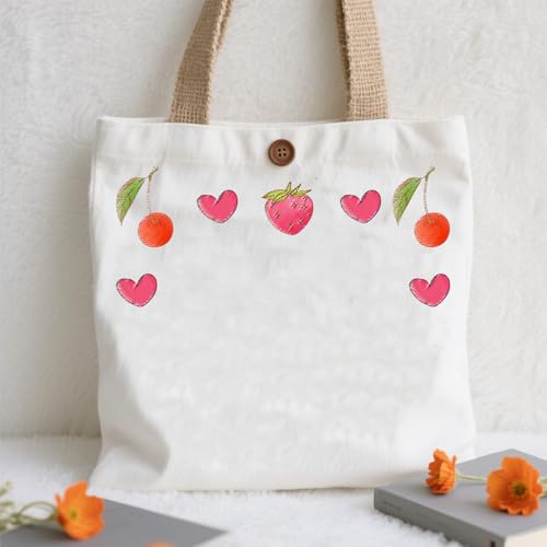 ORIGACH 4 Sheets Water Soluble Embroidery Patterns Stabilizers - Pre-Printed Strawberry Designs - Stick & Stitch Embroidery Paper for Hand Sewing Lovers - color: Strawberry