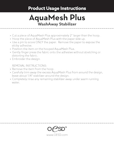 OESD AquaMesh Plus Wash Away Embroidery Stabilizer 10" x 5 Yd Roll