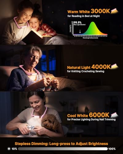 Book Light with Power Display, Timer, Upgraded Neck Reading Light - color: Pink