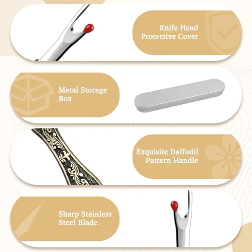 2Pcs Vintage Seam Rippers, Metal Stitch Remover Set, European Carved Handle Stitch Ripper, Sharp Durable Handy Crafting Removing Threads Tools for Needlework, Leatherwork (Antique Brass AB) - color: Antique Brass AB