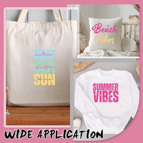 Dazoratix Summer Iron on Transfers - 20 Sheets Colorful Beach Vibes DTF Ready to Press Bulk Sun Heat Patches Stickers Vinyl Decals for T Shirts Clothing Pillow Bag Hat DIY Crafts Appliques Decorations - style: Summer