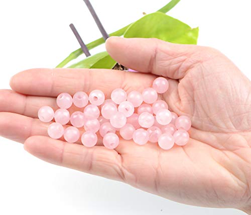 AD Beads Natural Gemstone 8mm Round Loose Beads Big Hole 2.5mm Sized 40pcs (Rose Quartz) - color: Rose Quartz