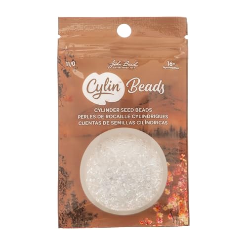 John Bead 25g Cylin Beads White Opal AB 11/0 Glass Cylindrical Seed Beads for Jewelry Bracelets Necklaces Earrings Making Embroidery - color: Transparent White Opal AB