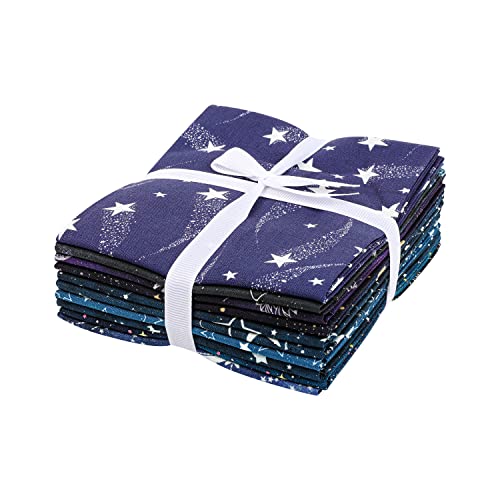 Craftido -25 Options- 100% Cotton Quilting Fabric Bundles 10pcs Fat Quarters 18”x21”-Medium Weight 5.2 oz- Soft Cotton for Quilting, Sewing Project, Patchwork, DIY Crafts – Starry Sky - color: Starry Sky