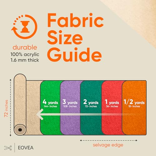 EOVEA | Acrylic Felt Fabric by The Yard | 72" Wide | 1.6mm Thick | Soft & Durable Non-Fraying Felt | for DIY Crafts, Sewing, Upholstery, Costumes & Padding(Sand Beige, One Yard) - color: Sand, size: 1 Yard