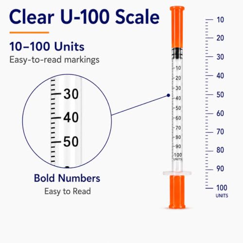 u-100 1cc 31 gauge 5/16 inch syringe with needle, Individual, 100 Pack. - size: 1ml-31G-5/16-100-YELLOW