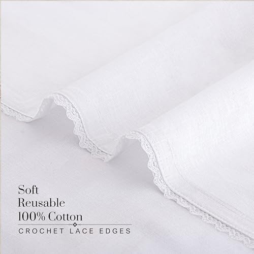 FINGERCRAFT Lace Cloth Napkins, 100% Cotton, 4 Pack, 20x20 Inch,White - color: White, size: 20" x 20" (Set of 4)