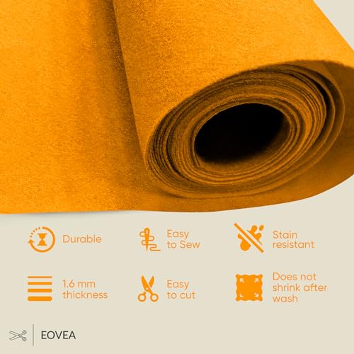 EOVEA - Acrylic Felt Fabric by The Yard - Soft and Durable 72" Wide & 1.6mm Thick Felt Sheets for DIY Crafts, Sewing, Upholstery, Cushion, Padding, Costumes(Antique Gold,1 Yard) - color: Antique Gold, size: 1 Yard