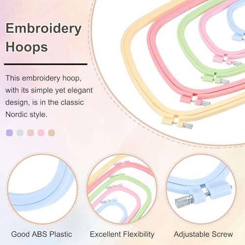 PATIKIL 3 Pieces 3.5" x 5.1" Rectangle Embroidery Hoops, Adjustable Cross Stitch Hoops Ring ABS Plastic Embroidery Frame Punch Needle Hoop for Sewing, Needlework, DIY Craft, Blue - color: Blue, size: 3.5" x 5.1"