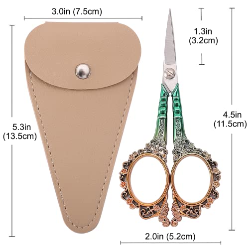 Small Sewing Scissors, Sharp Embroidery Shears - color: Gold Green