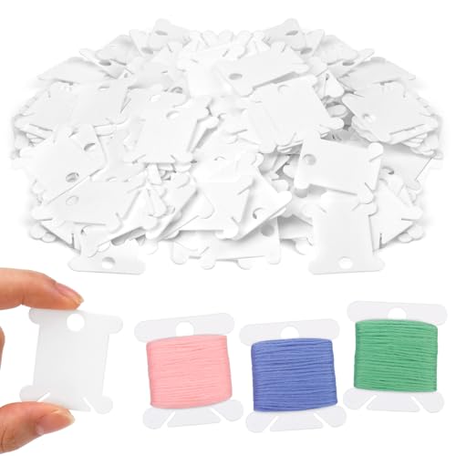 LOKUNN Embroidery Floss Bobbins 150 PCS White Embroidery Floss Organizer - color: White*150