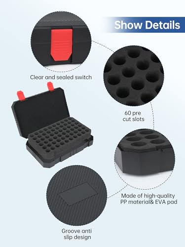 60-Slots 3ml Peptide Case for Fridge and Travel, Insulin & Peptide Vials Storage Case for 1ml 3ml Vials, Portable Vial Storage Case, Compact Travel Case (Black) - color: 60-shots×3ml (Black)