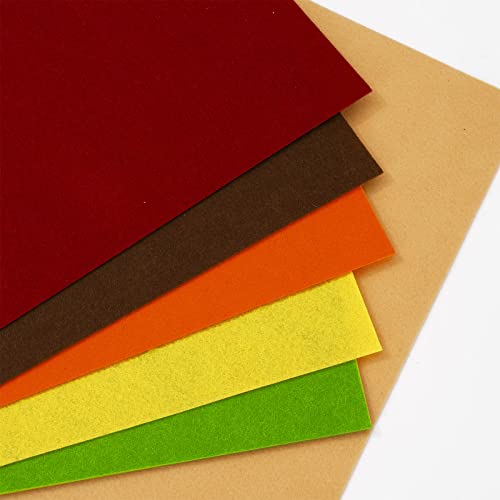 Whaline 18Pcs Fall Felt Fabric Sheets 6 Colors Soft Thick Assorted Fall Colors Craft Felt Pack for Autumn Thanksgiving Halloween DIY Craft Sewing Patchwork Art Projects, 7.9 x 11.8 Inch - color: Fall