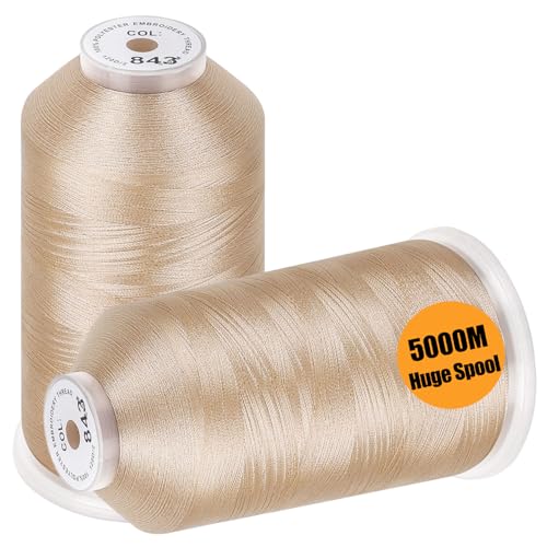 New brothread 2 Huge Spools Embroidery Machine Thread -Beige - color: Beige-843