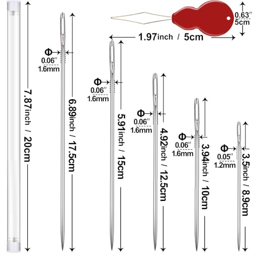 15Pcs 5 Sizes 4‑8 Inch Large‑Eye Extra Long Upholstery Hand Sewing Needles - color: 15Pcs/5Sizes