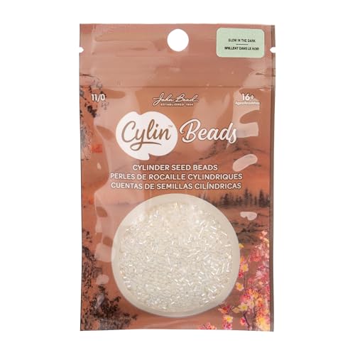 John Bead 25g Cylin Beads White to Green Glow in Dark AB 11/0 Glass Cylindrical Seed Beads for Jewelry Bracelets Necklaces Earrings Making Embroidery - color: White to Green Glow in Dark AB