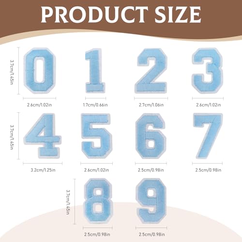 50 Pcs Iron on Numbers Patches for Tote Bags Hats Clothing Light Blue - color: Light Blue, size: Numbers Only
