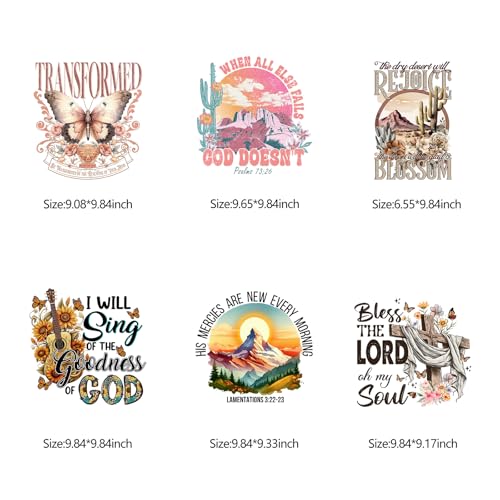 6PCS Natural Cross Blossom Design Jesus Heat Transfer Vinyl Stickers - style: YS003