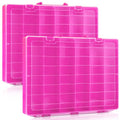 Juexica 2 Pcs 48 Grid Plastic Bead Storage Organizer Box, Pink - color: Pink