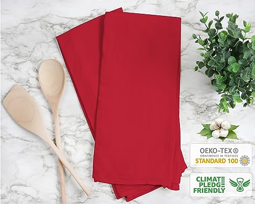 RUVANTI Flour Sack Towels 24 Pack 28”x28”, 100% Cotton Ring Spun – Red - color: Red, size: 24 Pack