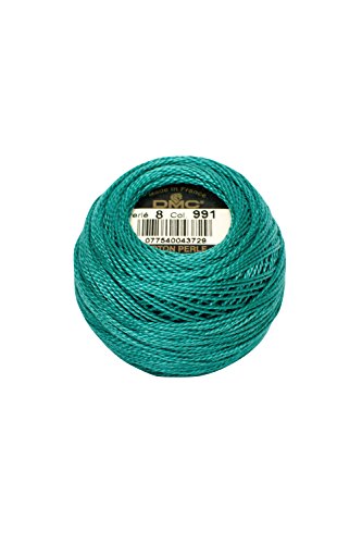 DMC Pearl Cotton Balls, Size 8, Dark Aquamarine - color: Dark Aquamarine, style: 8 Thread Count