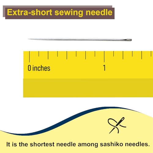 MISUYA CHUBE Sashiko Needles Set of 5, Japanese Embroidery Hand Sewing Needles, Large Eye, Durable Steel, Smooth Stitching, Made in Japan (1.43 Inches) - size: 1.43 Inches