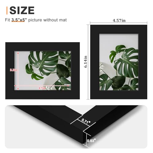 Egofine 3.5x5 Picture Frame Made of Solid Wood with Plexiglass, for Tabletop and Wall Mounting Photo Frame, Black - color: Black, size: 3.5x5