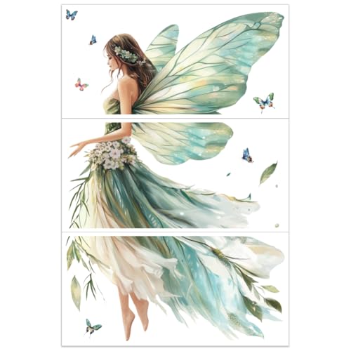 OLYCRAFT 3pcs/Set Fairy Rub on Transfers for Furniture and Crafts 12x6 inch Butterfly Furniture Decals Fairy Theme Transfer Stickers Rub on Decals for Wood Furniture Home Decor - style: Butterfly Fairy