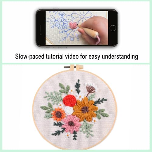 Myfelicity Punch Needle Kit, Punch Needle Kits Adults Beginner, Craft Decoration and Hobbies (Mixed Bouquet) - color: Mixed bouquet