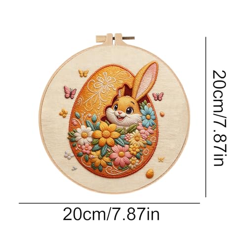 Embroidery Kit for Beginners & Adults Starter Kit, Cross Stitch Kits,DIY Hand Embroidery Needlepoint Set with Hoop, Pre-Printed Fabric, Threads and Instructions (Easter Egg) - color: Easter egg