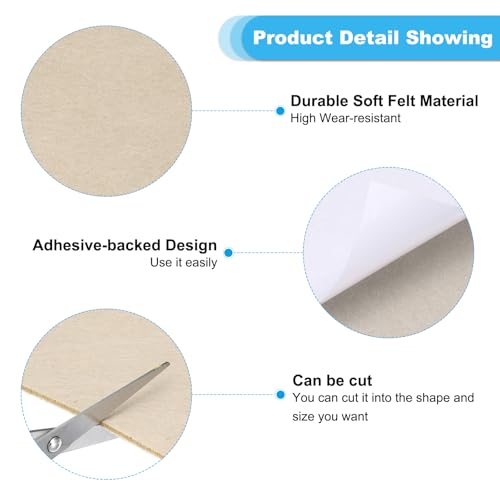PATIKIL 12x8 Inch Beige Felt Furniture Pad, 5 Pack, Rectangular, Anti-Scratch, Adhesive Backed - color: Beige, size: 12x8 Inch