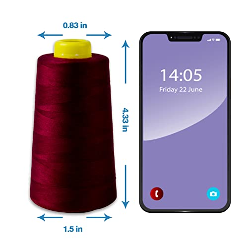Burgundy Serger Thread All-Purpose Thread for Sewing, Polyester, 4 Cones of 3000 Yards Each Spool for Sewing Machine - color: 4 Burgundy