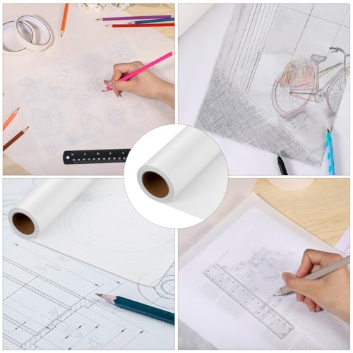 Tracing Paper Roll 12 in × 50 yd, White Translucent for Sewing, Drawing - size: 12in x 50yd