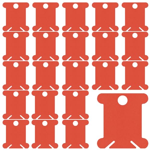 150Pcs Plastic Embroidery Floss Bobbins，Red Cross Stitch Bobbins, Plastic Thread Organizer Cards for Embroidery Floss Storage, SATONBEYI - color: Red