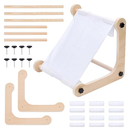 WEBEEDY Adjustable Embroidery Table Stand Cross Stitch Holder with Tools, Wooden Embroidery Frame for Table Top Cross Stitch Tapestry Needlepoint Supplies, 2 Sizes Rod ( 11.8" and 15.7")